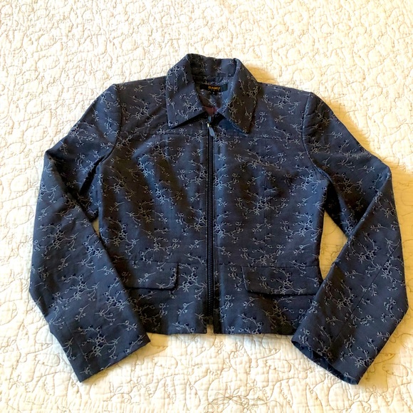 Banu Navy Blue Embroidered Blazer - Picture 1 of 11